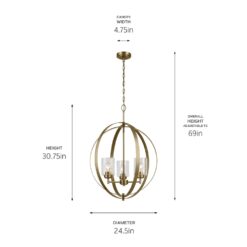 Kichler Winslow 3 -Light Polished Gold Seeded glass Steel Chandelier