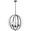 Kichler Winslow 3 -Light Polished Black Cage Seeded glass Metal Chandelier