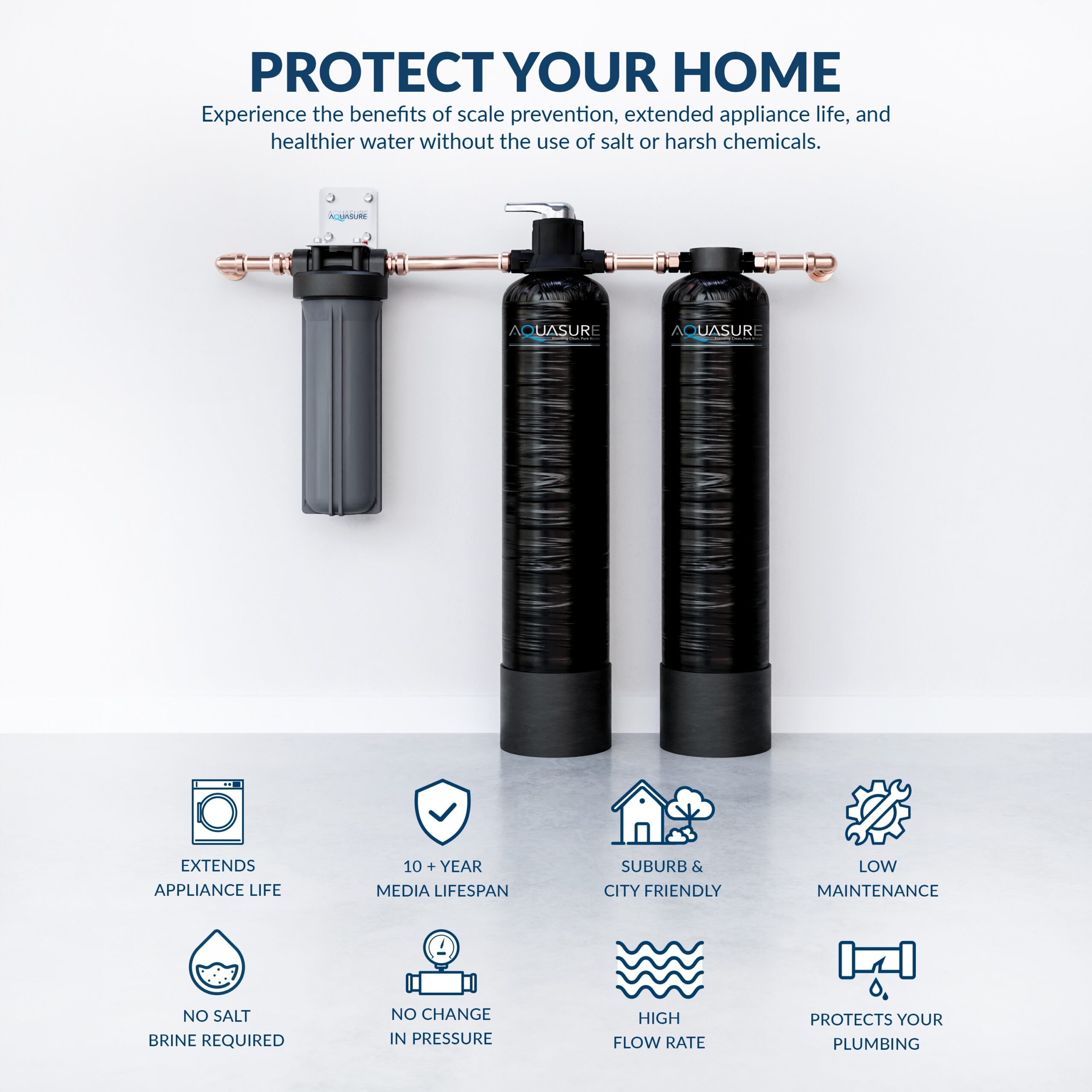 AQUASURE Serene Series Whole house filtration Triple-Stage 10-GPM 25 Micron