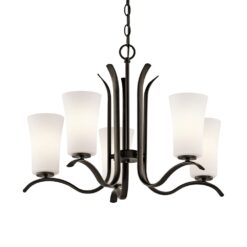 Kichler Armida 5 -Light Antique Bronze Etched glass Metal Chandelier
