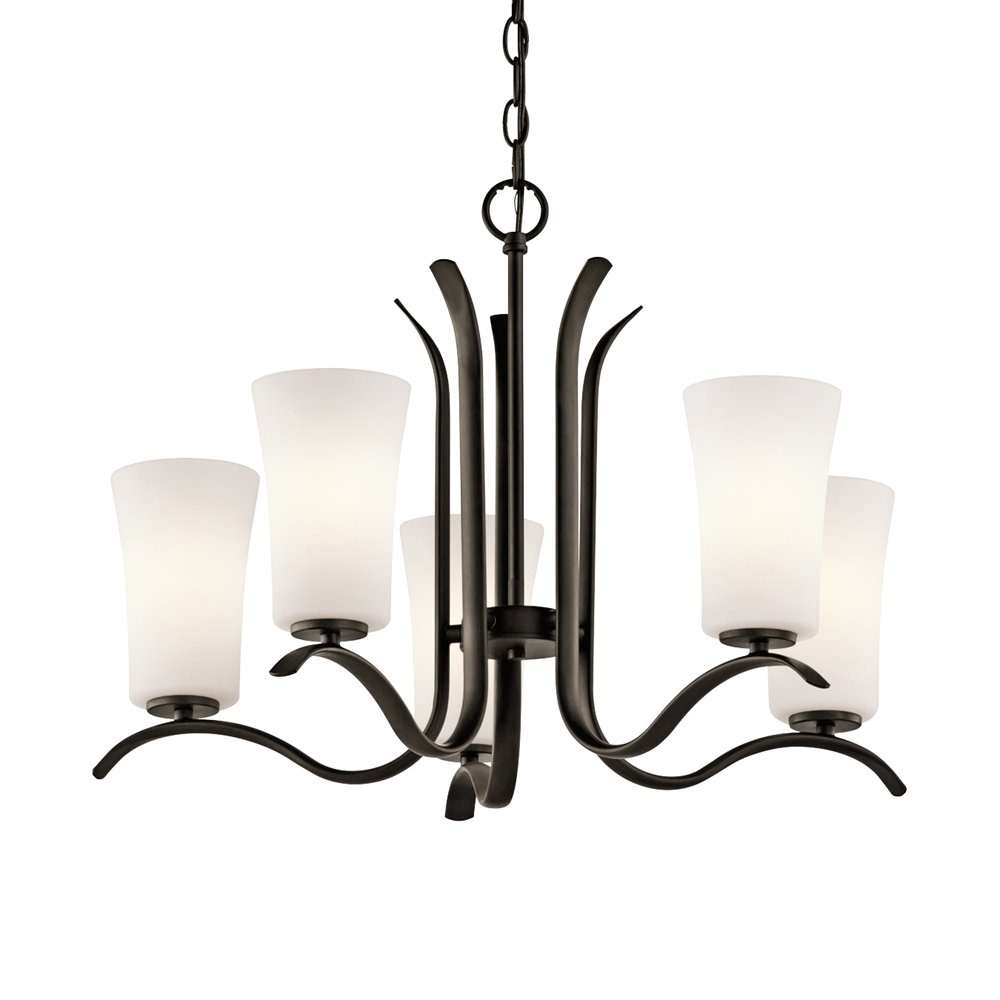 Kichler Armida 5 -Light Antique Bronze Etched glass Metal Chandelier