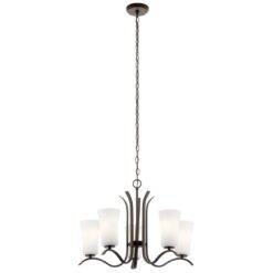 Kichler Armida 5 -Light Antique Bronze Etched glass Metal Chandelier