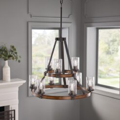 Kichler Barrington 9 -Light Distressed Black Seeded glass Metal Chandelier