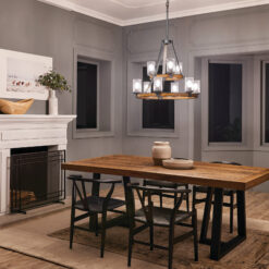 Kichler Barrington 9 -Light Distressed Black Seeded glass Metal Chandelier