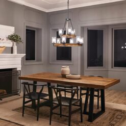 Kichler Barrington 9 -Light Distressed Black Seeded glass Metal Chandelier
