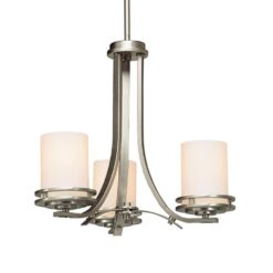 Kichler Hendrik 3 -Light Nickel Etched glass Metal Chandelier