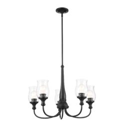 Kichler Melis 5 -Light Brushed Black Clear glass Steel Chandelier