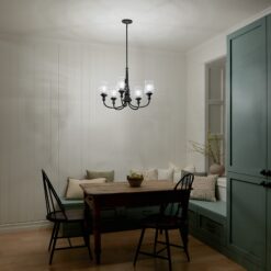 Kichler Melis 5 -Light Brushed Black Clear glass Steel Chandelier