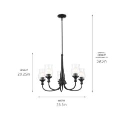 Kichler Melis 5 -Light Brushed Black Clear glass Steel Chandelier