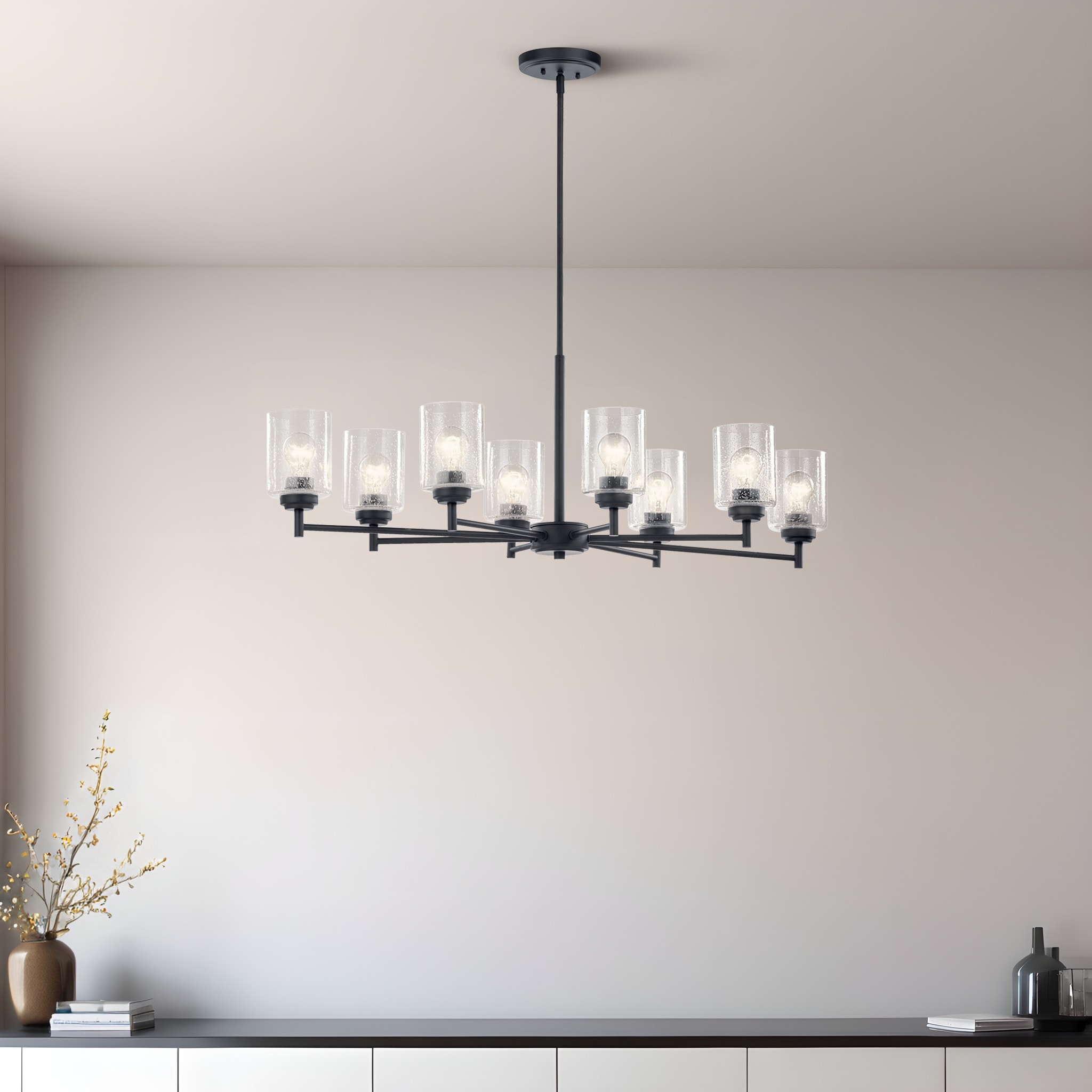 Kichler Winslow 8 -Light Antique Black Seeded glass Metal Chandelier