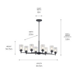 Kichler Winslow 8 -Light Antique Black Seeded glass Metal Chandelier