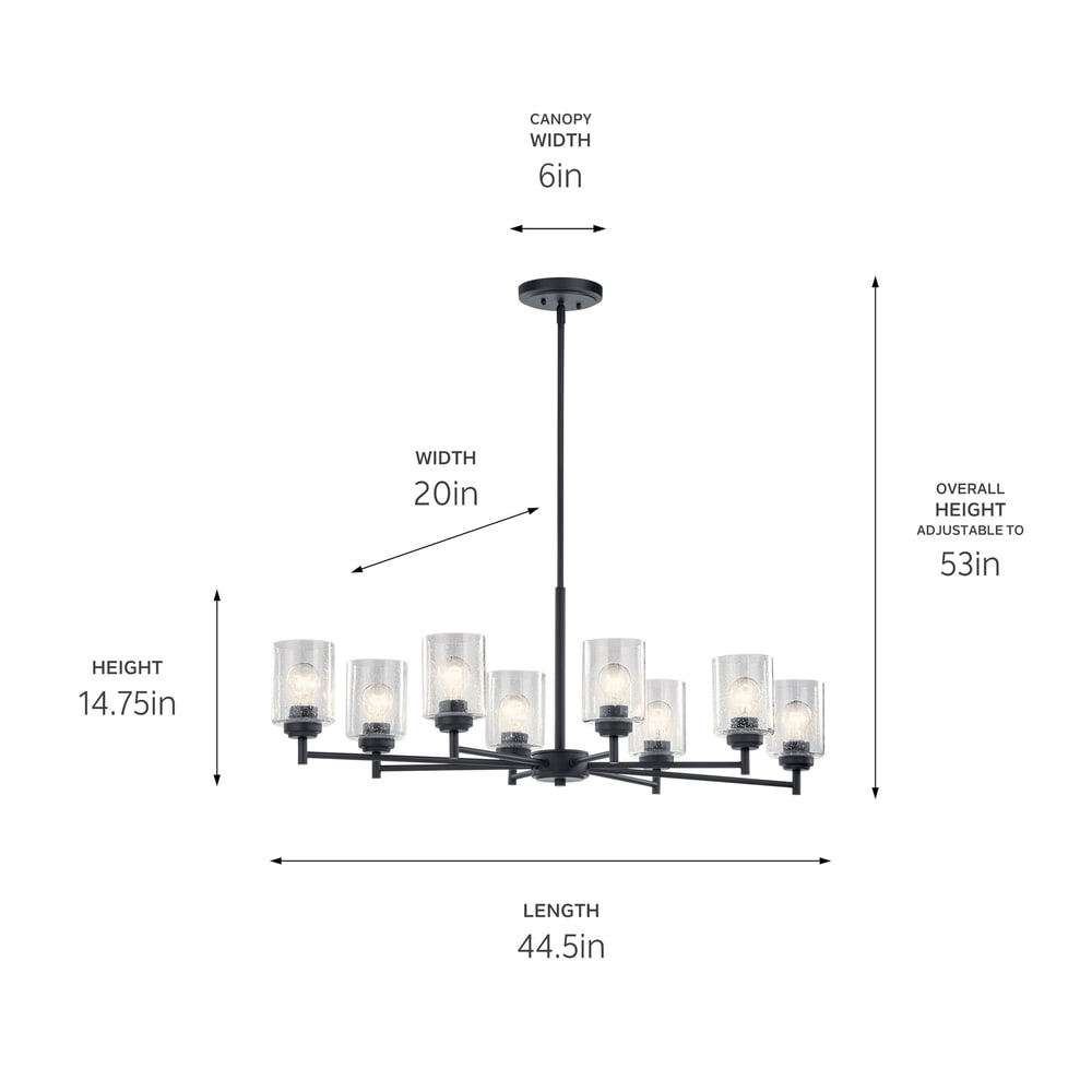 Kichler Winslow 8 -Light Antique Black Seeded glass Metal Chandelier