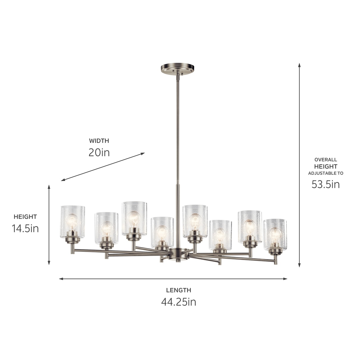 Kichler Winslow 8 -Light Brushed Nickel Seeded glass Metal Chandelier