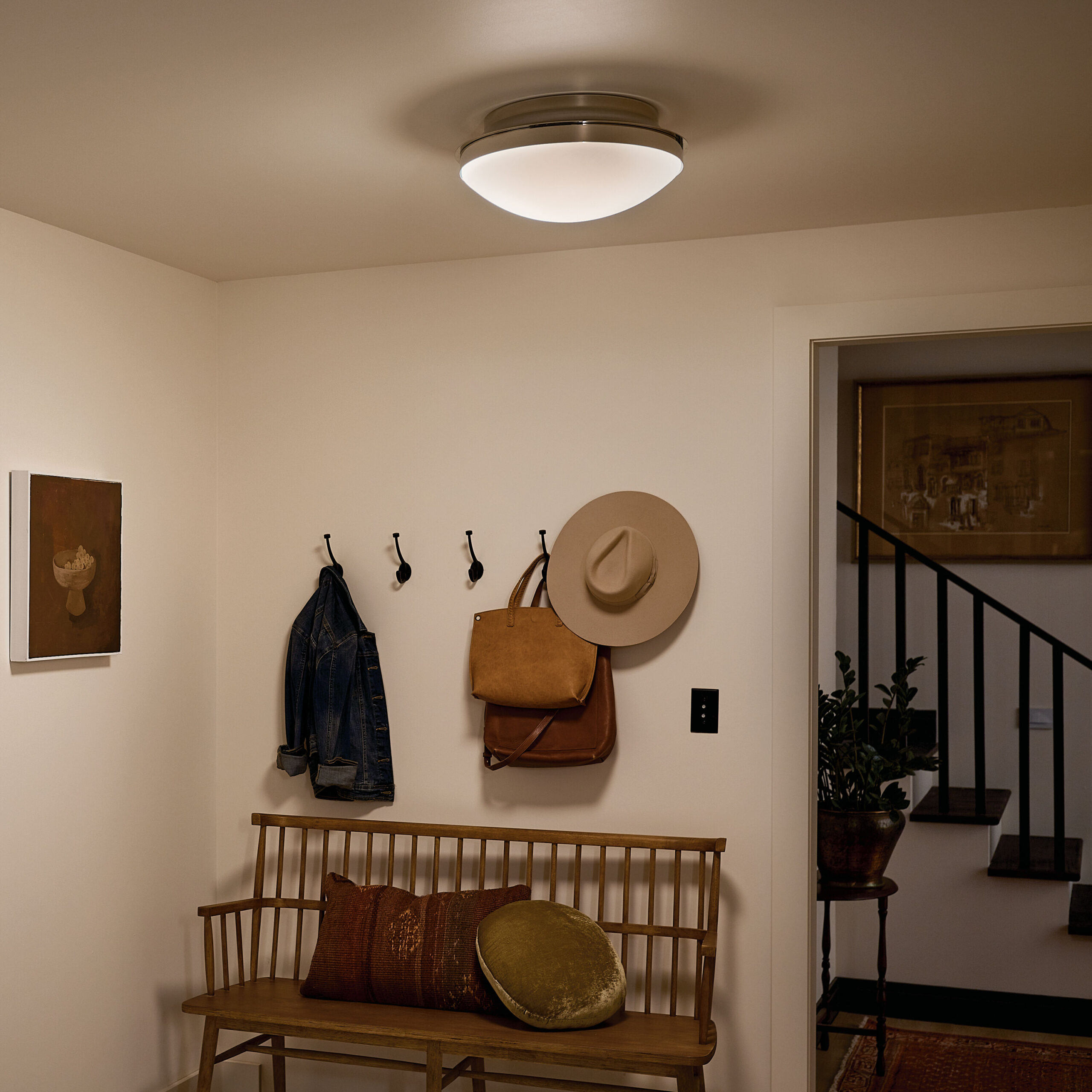 Kichler Bretta 17.75-in Polished Nickel Indoor 3 -Light Flush Mount Light with Opal Glass