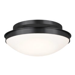 Kichler Bretta 17.75-in Black Indoor 3 -Light Flush Mount Light with Opal Glass