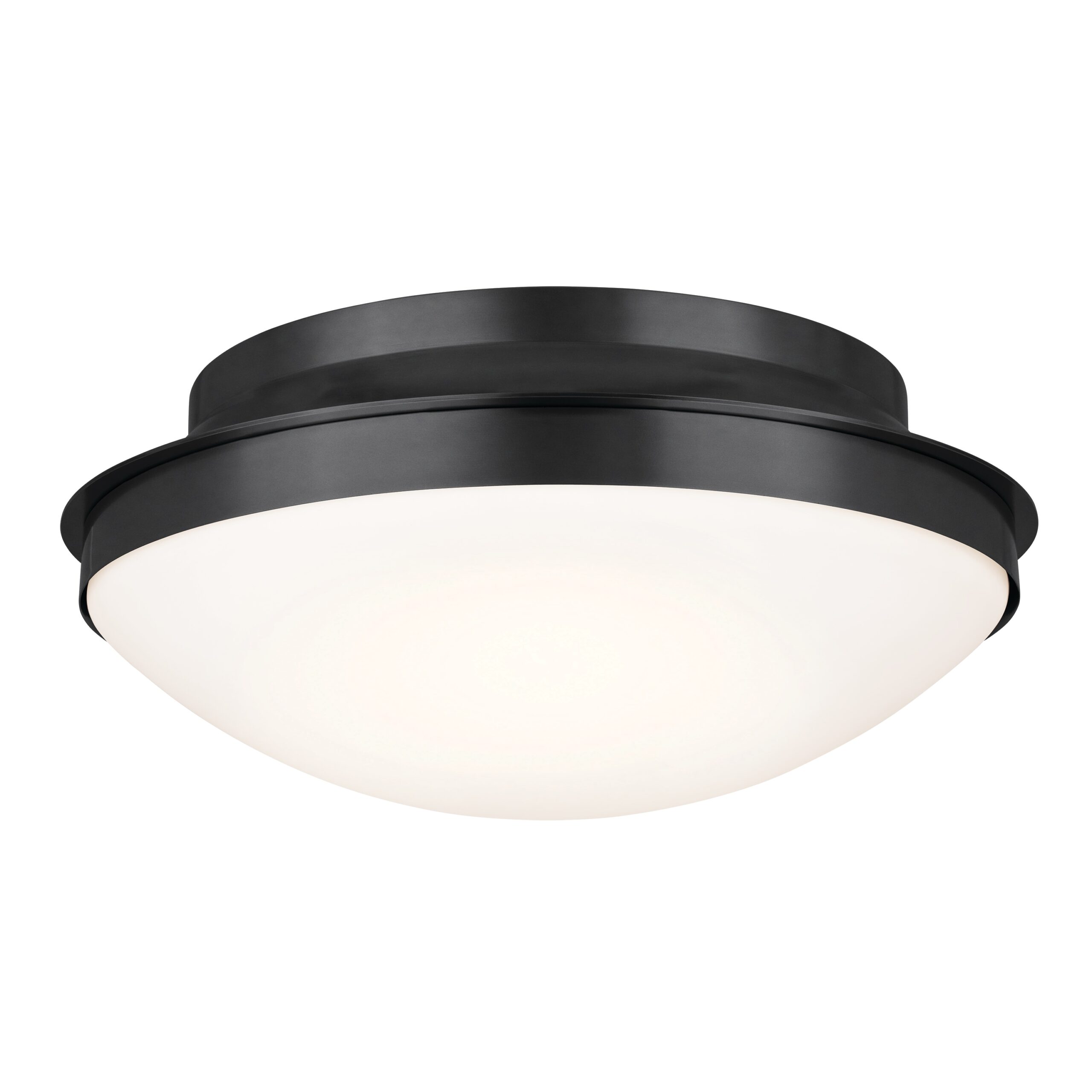 Kichler Bretta 17.75-in Black Indoor 3 -Light Flush Mount Light with Opal Glass