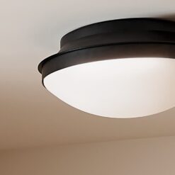 Kichler Bretta 17.75-in Black Indoor 3 -Light Flush Mount Light with Opal Glass