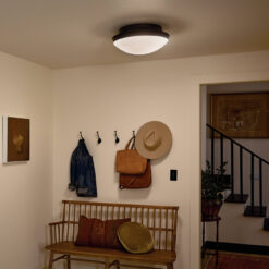 Kichler Bretta 17.75-in Black Indoor 3 -Light Flush Mount Light with Opal Glass