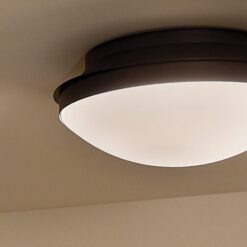 Kichler Bretta 17.75-in Black Indoor 3 -Light Flush Mount Light with Opal Glass