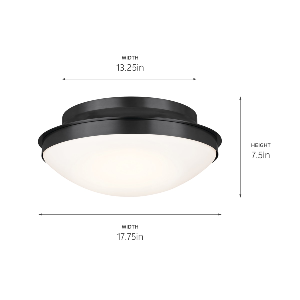 Kichler Bretta 17.75-in Black Indoor 3 -Light Flush Mount Light with Opal Glass