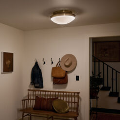 Kichler Bretta 17.75-in Brushed Natural Brass Indoor 3 -Light Flush Mount Light