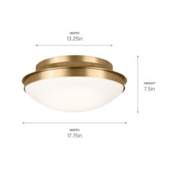 Kichler Bretta 17.75-in Brushed Natural Brass Indoor 3 -Light Flush Mount Light
