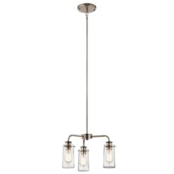 Kichler Braelyn 3 -Light Pewter Seeded glass Metal Chandelier