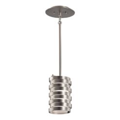 Kichler Roswell 1 -Light Brushed Nickel Modern/contemporary Etched glass Geometric Small Hanging Pendant Light