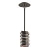 Kichler Roswell 1 -Light Olde Bronze Modern/contemporary Etched glass Metal Geometric Small Hanging Pendant Light