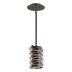 Kichler Roswell 1 -Light Olde Bronze Modern/contemporary Etched glass Metal Geometric Small Hanging Pendant Light