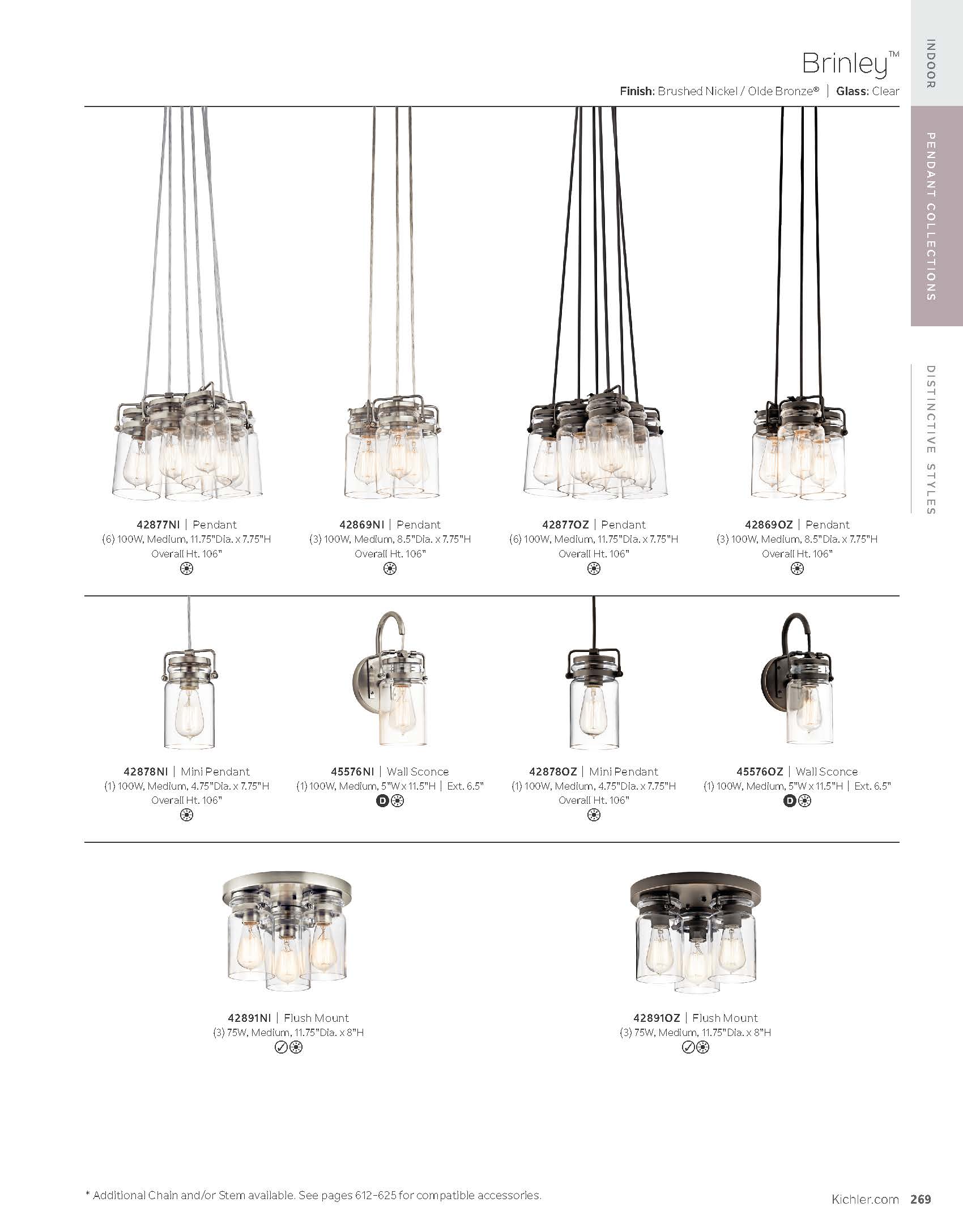 Kichler Brinley 3 -Light Olde Bronze Transitional Clear glass Jar Small Hanging Pendant Light