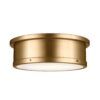 Kichler Serca 18-in Brushed Natural Brass Indoor 3 -Light Flush Mount Light with Etched Glass