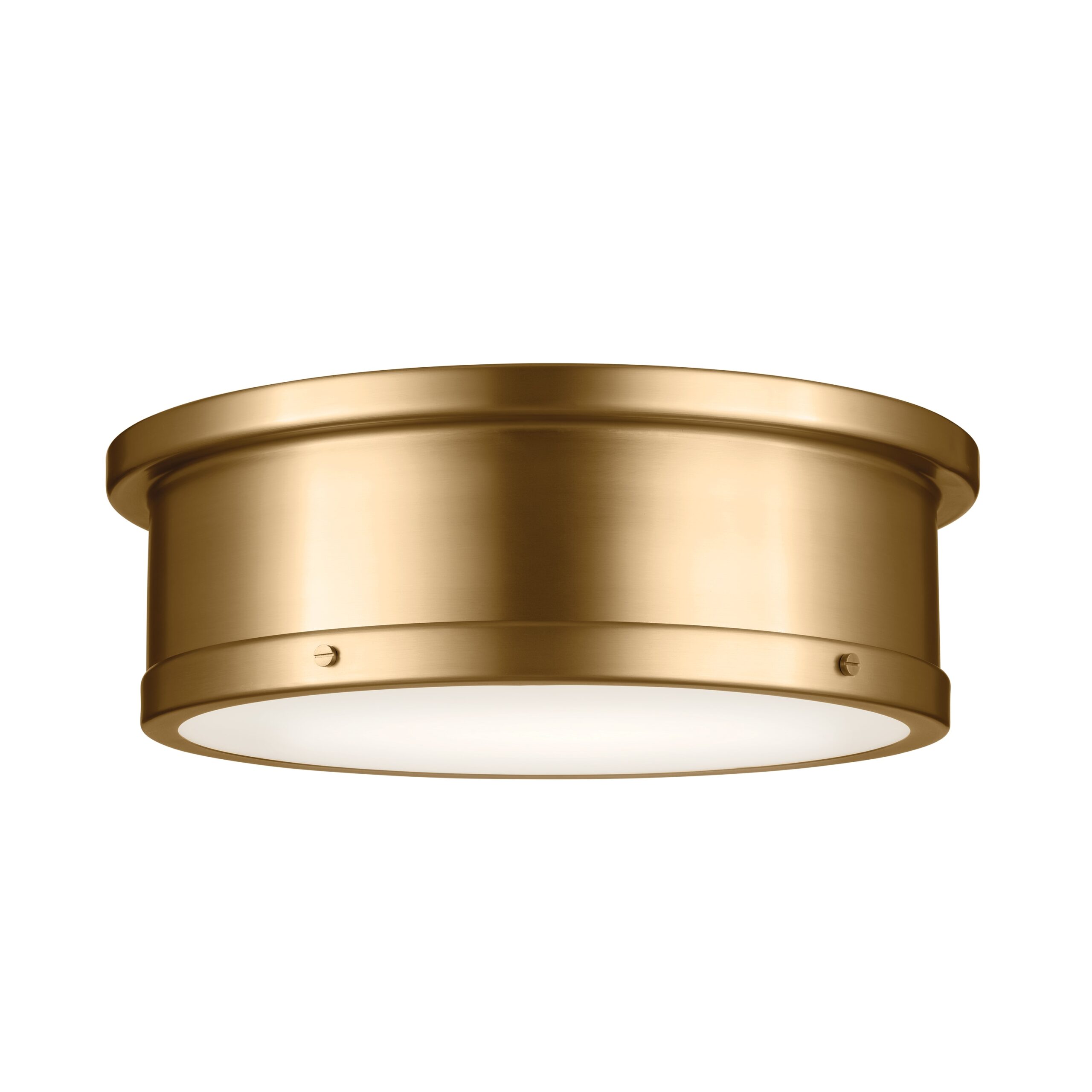 Kichler Serca 18-in Brushed Natural Brass Indoor 3 -Light Flush Mount Light with Etched Glass