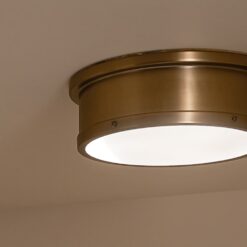 Kichler Serca 18-in Brushed Natural Brass Indoor 3 -Light Flush Mount Light with Etched Glass