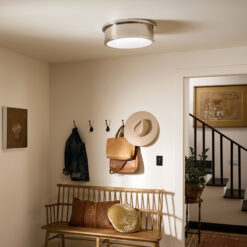 Kichler Serca 18-in Polished Nickel Indoor 3 -Light Flush Mount Light with Etched Glass