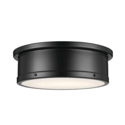 Kichler Serca 18-in Black Indoor 3 -Light Flush Mount Light with Etched Glass