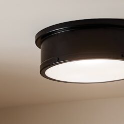 Kichler Serca 18-in Black Indoor 3 -Light Flush Mount Light with Etched Glass