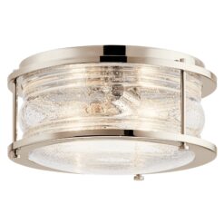 Kichler Ashland Bay 12-in Polished Nickel Indoor 2 -Light Flush Mount Light with Seeded Glass