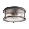 Kichler Ashland Bay 12-in Weathered Zinc Outdoor 1 -Light Flush Mount Light with Opal Glass
