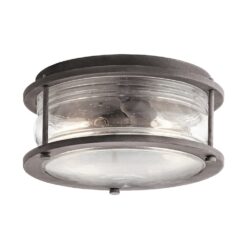 Kichler Ashland Bay 12-in Weathered Zinc Outdoor 1 -Light Flush Mount Light with Opal Glass