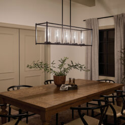 Kichler Crosby 5 -Light Black Modern/contemporary Clear glass Linear Large Hanging Kitchen Island Light