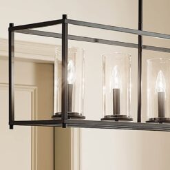 Kichler Crosby 5 -Light Black Modern/contemporary Clear glass Linear Large Hanging Kitchen Island Light