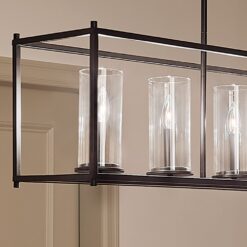 Kichler Crosby 5 -Light Black Modern/contemporary Clear glass Linear Large Hanging Kitchen Island Light