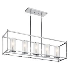 Kichler Crosby 5 -Light Polished Chrome Cage Clear glass Metal Chandelier