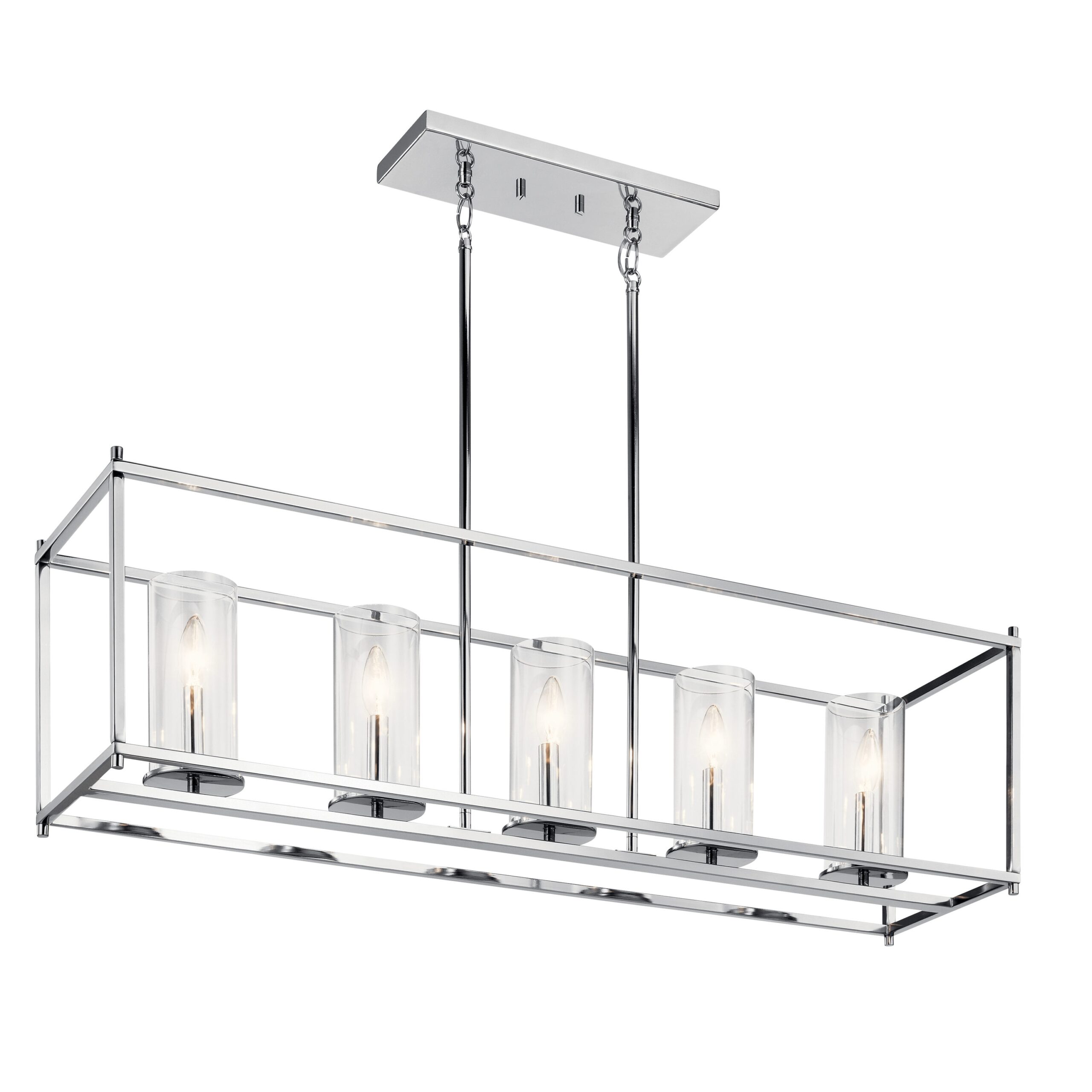 Kichler Crosby 5 -Light Polished Chrome Cage Clear glass Metal Chandelier