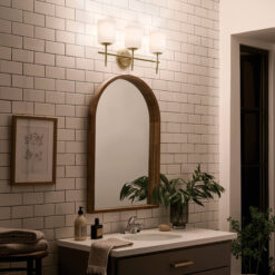 Kichler Ali 23.25-in 3 Light Brushed Gold Traditional Bathroom Vanity light