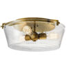 Kichler Alton 18.5-in Natural Brass Indoor 3 -Light Flush Mount Light with Etched Glass