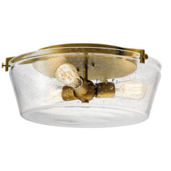 Kichler Alton 18.5-in Natural Brass Indoor 3 -Light Flush Mount Light with Etched Glass