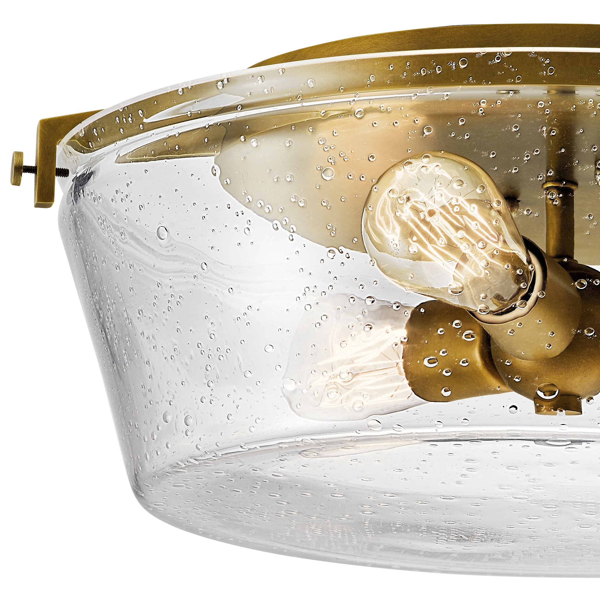 Kichler Alton 18.5-in Natural Brass Indoor 3 -Light Flush Mount Light with Etched Glass