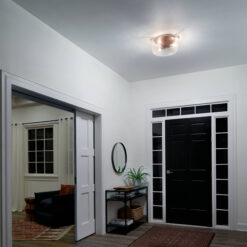 Kichler Alton 18.5-in Natural Brass Indoor 3 -Light Flush Mount Light with Etched Glass